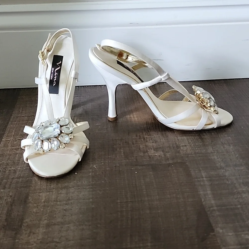 White gem nina strappy heels - Picture 2 of 3